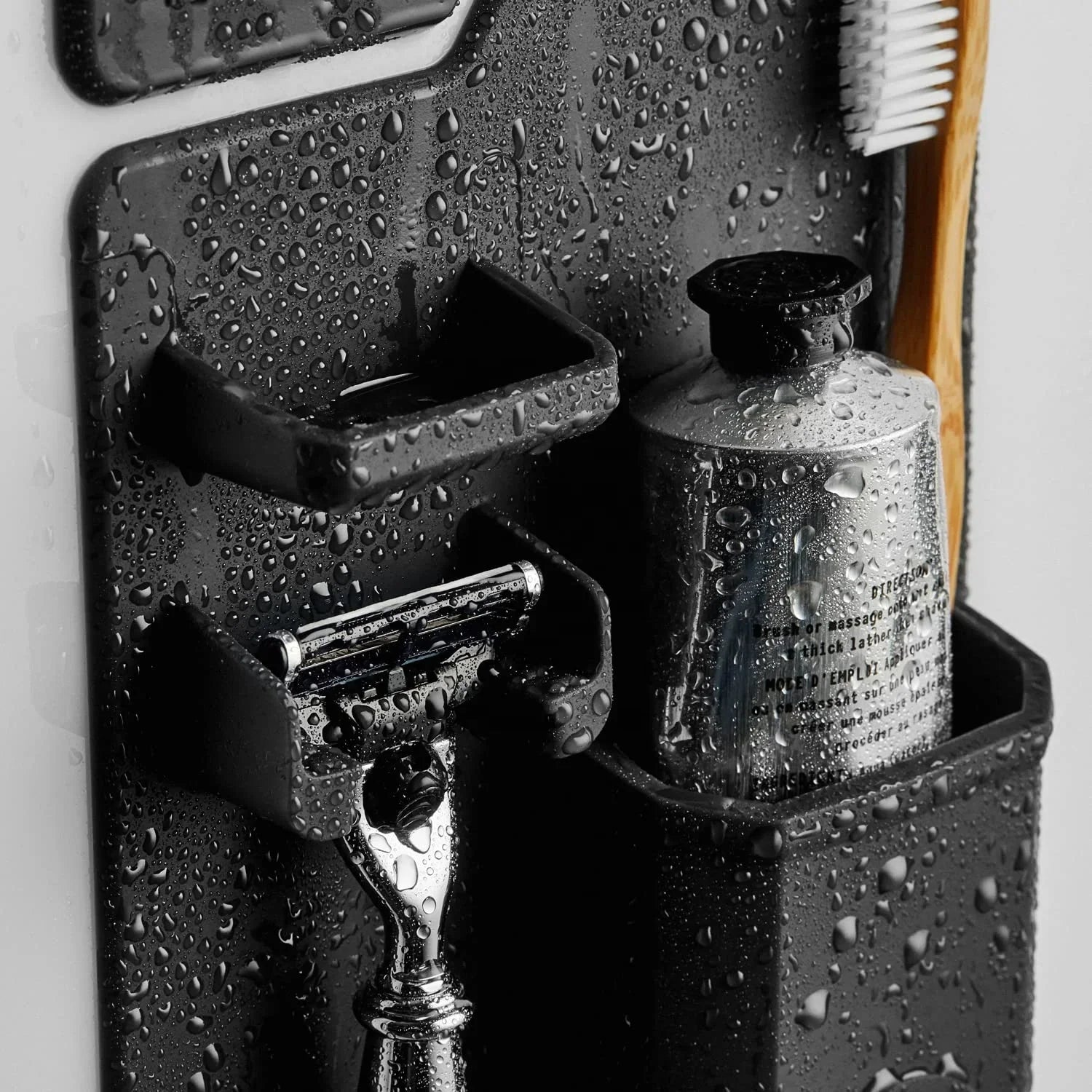 KTX-628563 Toothbrush and Razor Holder Set with Fog Resistant Silicone Shower Mirror
