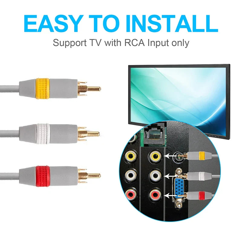 KTX-633107 1.8M Gold-Plated RCA AV Cable for Nintendo WII/WII U Console to TV Connection
