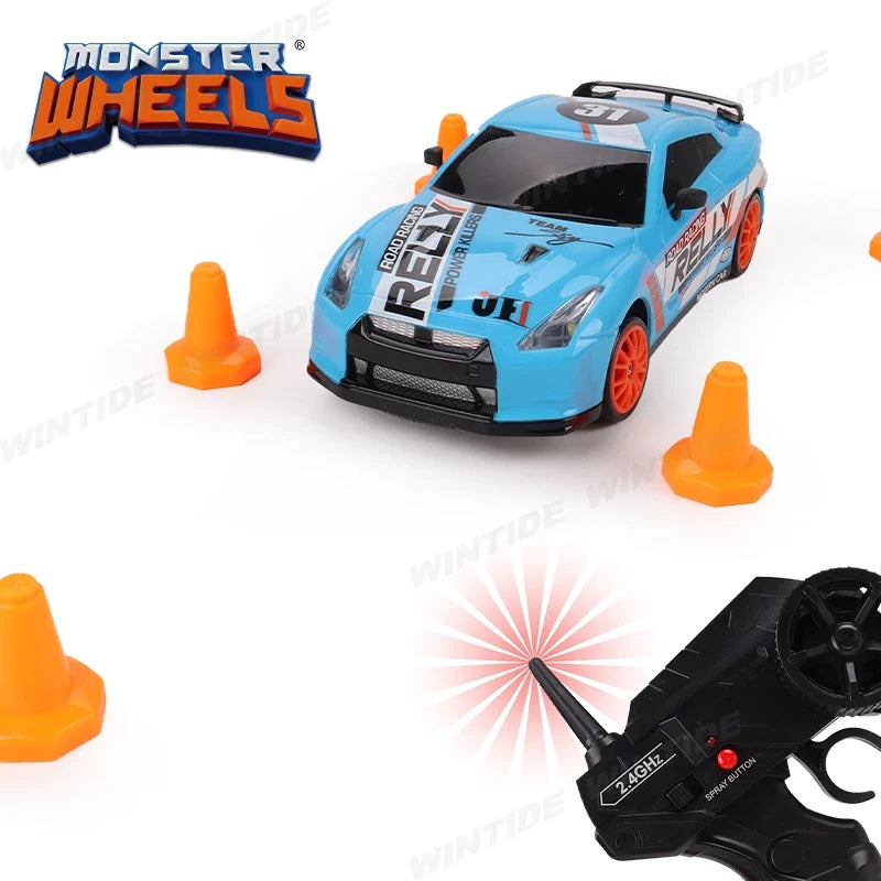 KTX-886355 1:24 Scale Remote Control Drifting Car with LED Lights - Electric 4WD Model for Kids and Beginners, Indoor-Outdoor Use