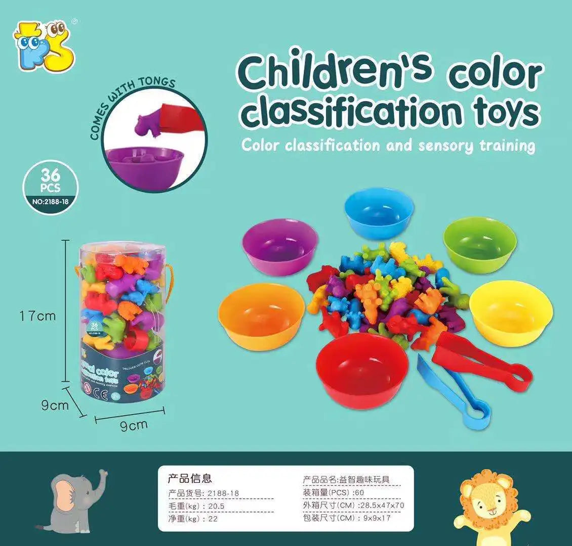 KTX-032851 Montessori Soft Rubber Dinosaur Counting and Colour Classification Toy for Kids