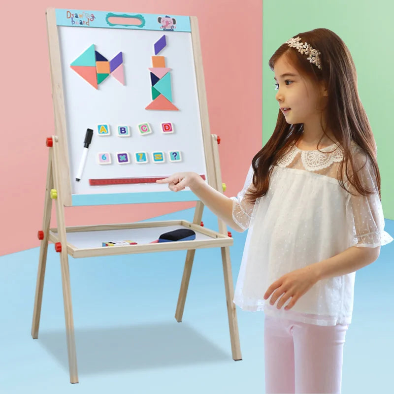 KTX-451923 Children's Wooden Drawing Easel and Writing Board for Ages 3-6