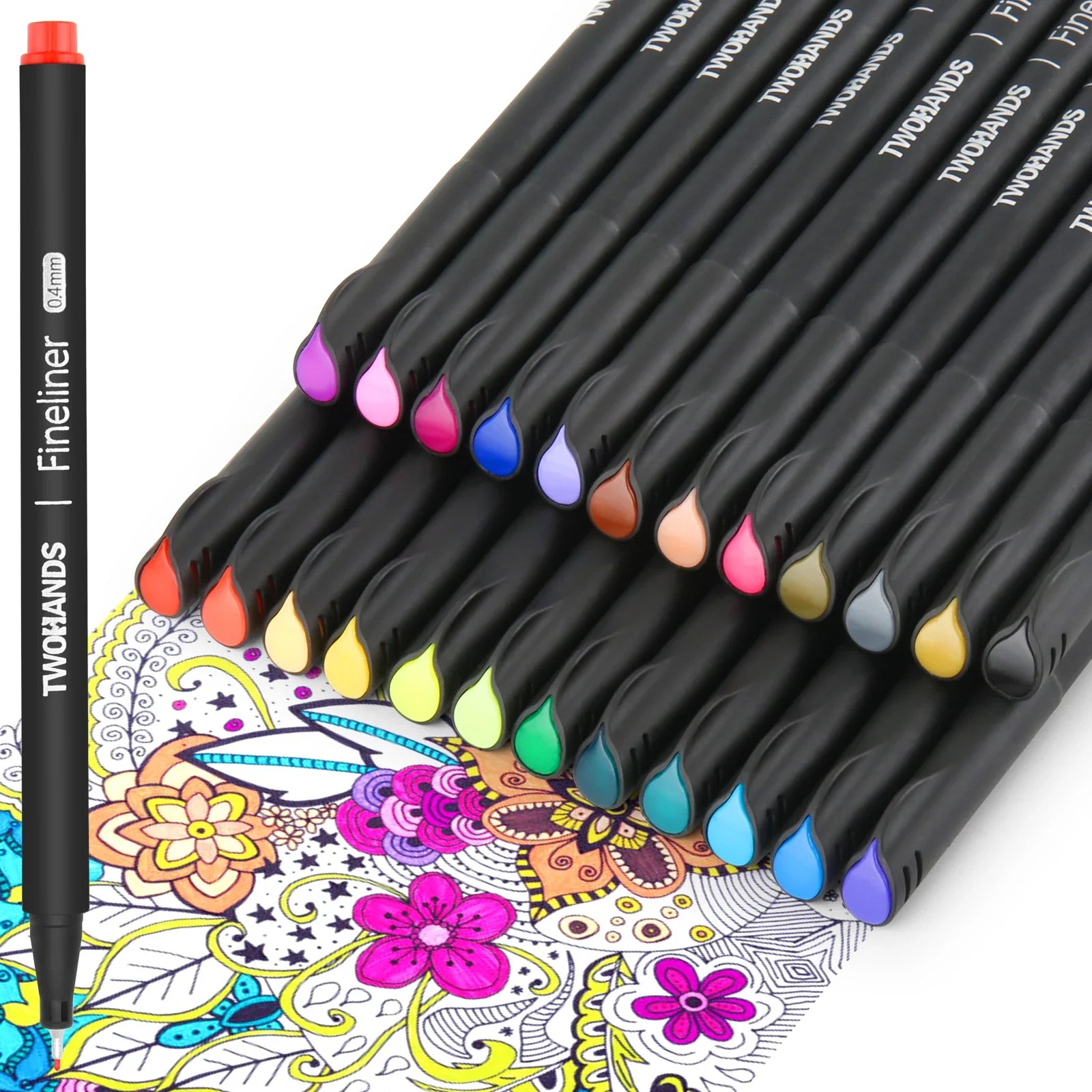 KTX-170515 Ultra Fine Tip 0.4mm Fineliner Pens Set in 24 Vibrant Colours for Drawing and Office Use