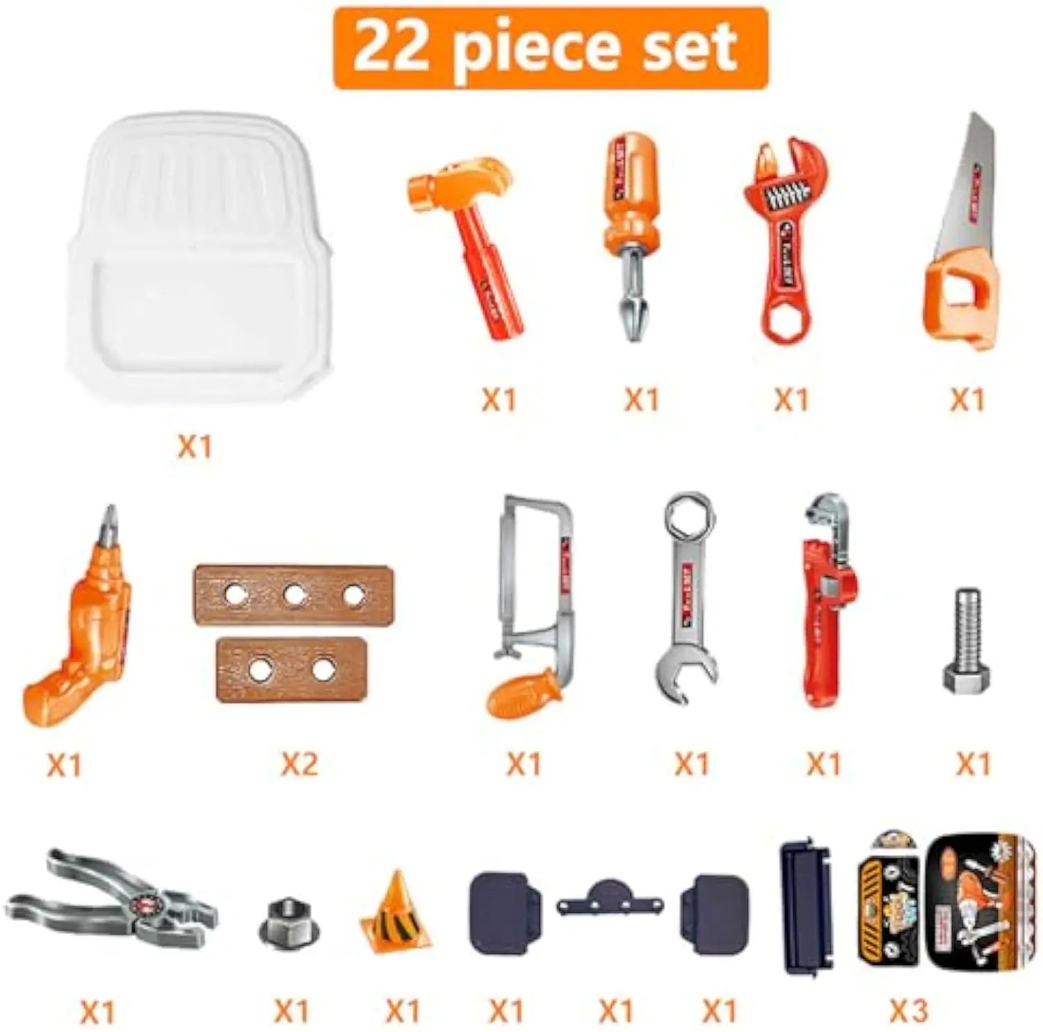 KTX-590291 Kids Tool Set - 22PCS Mini Tool Toy for Pretend Play, Ages 2-9, Plastic, Educational Fun