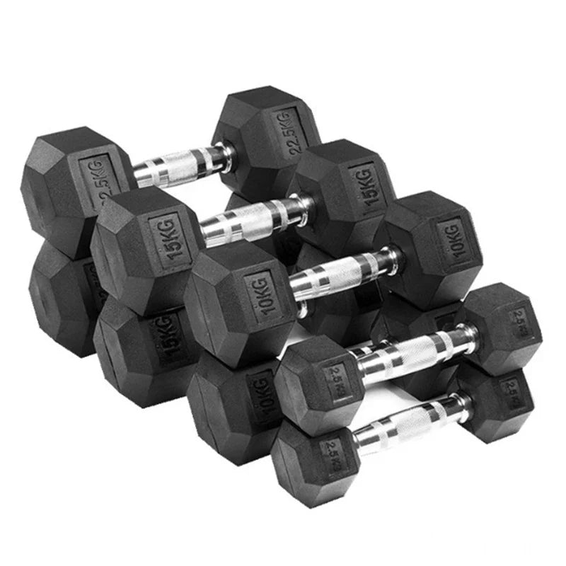 KTX-780499 Rubber Coated Hex Dumbbells for Professional Gym Use