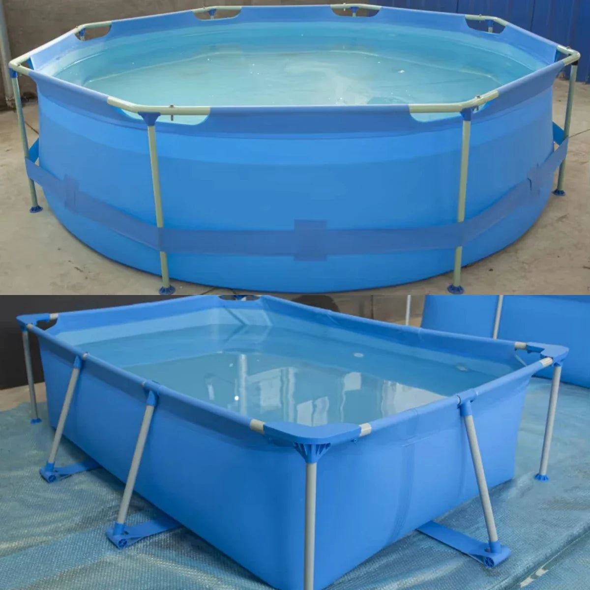 KTX-405395 Above Ground Metal Frame Swimming Pool for Kids and Family Use in Outdoor Gardens