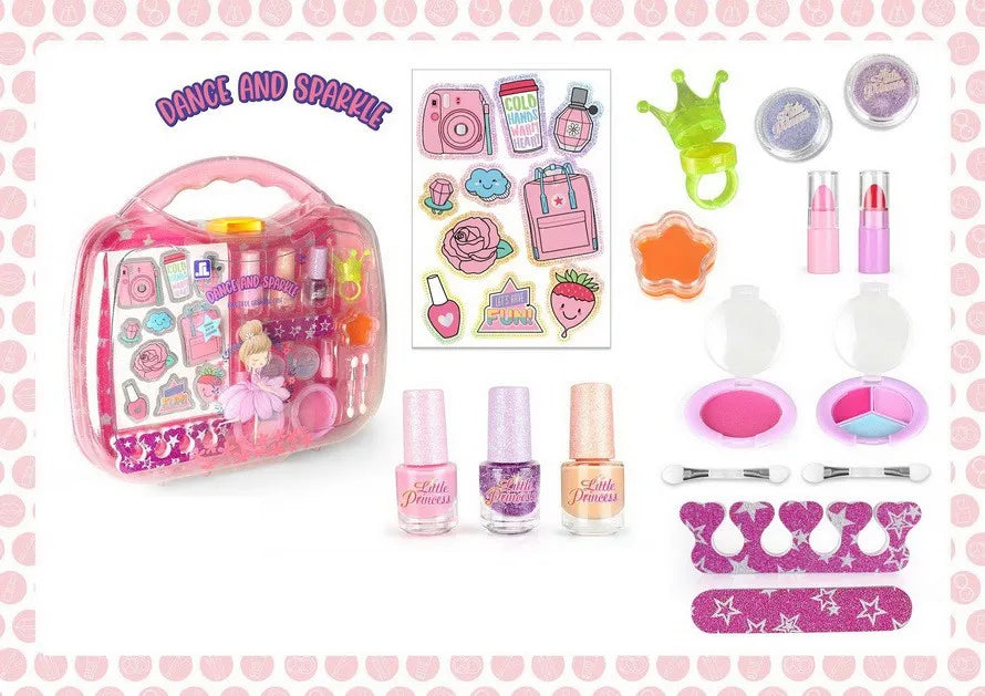KTX-818515 Kids Pretend Makeup Set – Non-Toxic DIY Cosmetic Play Kit for Girls Ages 2-7, Portable Box Included