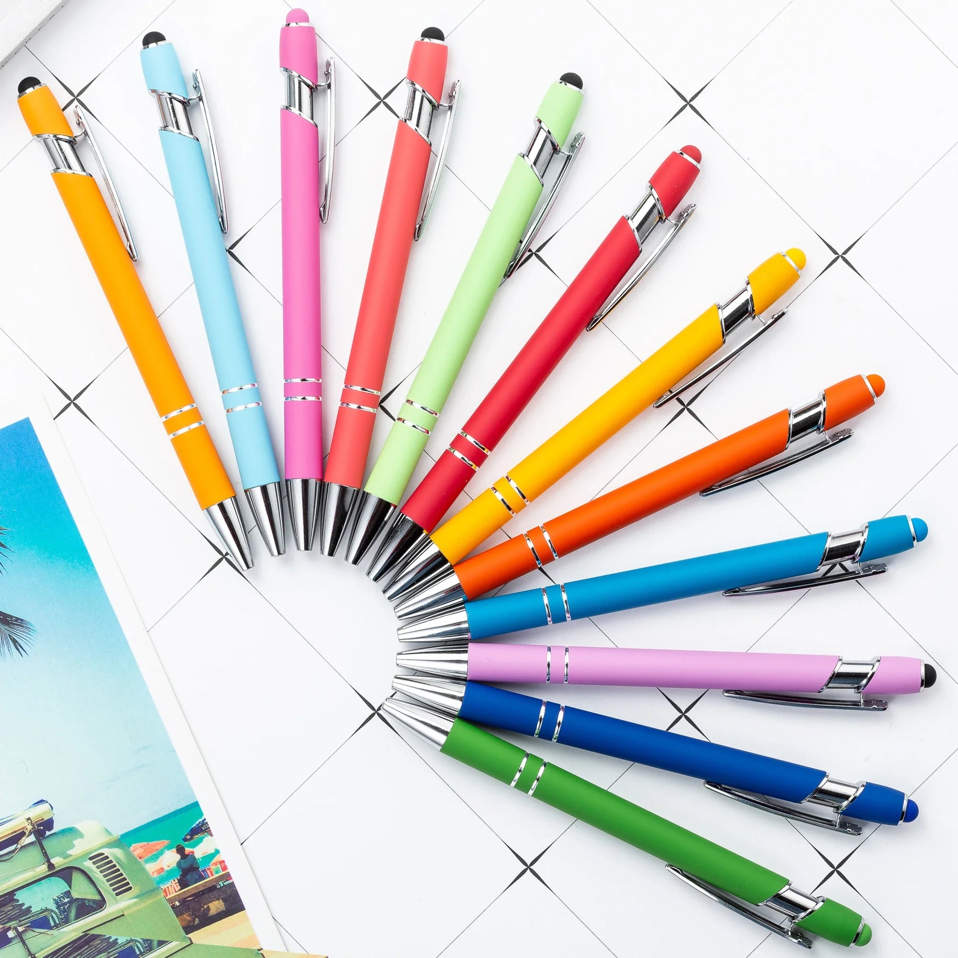 KTX-585299 Multifunctional Metal Ball Stylus Soft Touch Screen Pen 2 in 1 with Custom Logo Options
