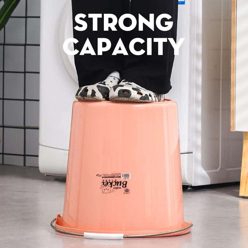 KTX-857939 Round PP Plastic Bucket with Lid for Bathroom and Washroom Use