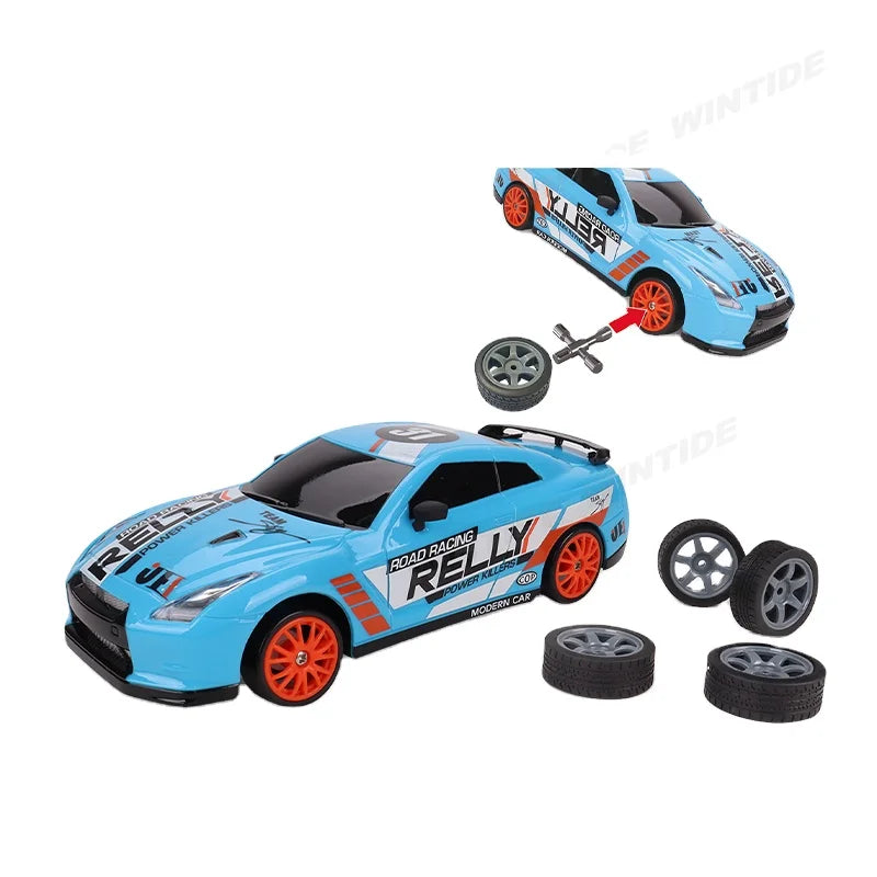 KTX-886355 1:24 Scale Remote Control Drifting Car with LED Lights - Electric 4WD Model for Kids and Beginners, Indoor-Outdoor Use