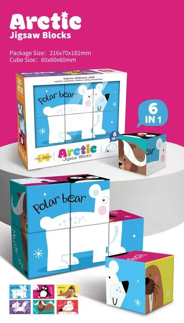 KTX-281875 6 in 1 Jigsaw Puzzle Set for Kids - Ocean, Insect, Universe, Arctic Themes, Educational Fun