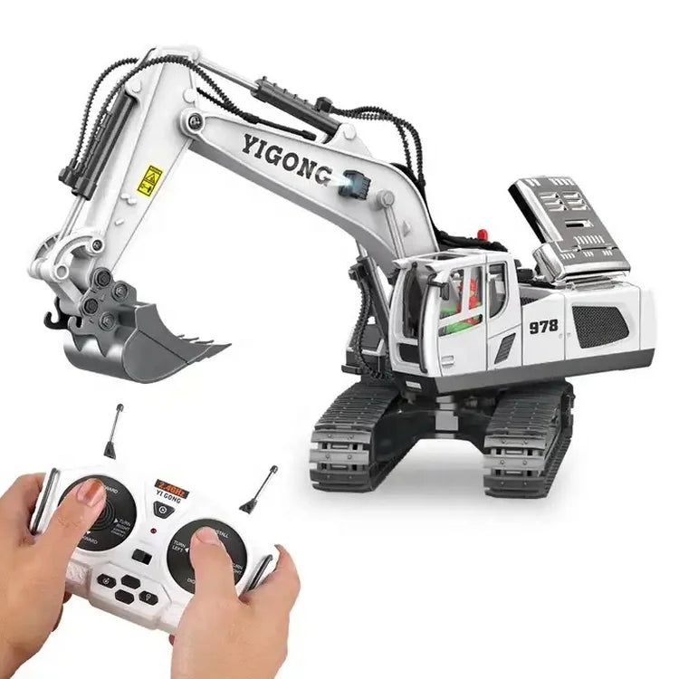 KTX-582163 1/24 Scale Remote Control Excavator with 11 Channels, Lights and Sounds, Rechargeable Battery