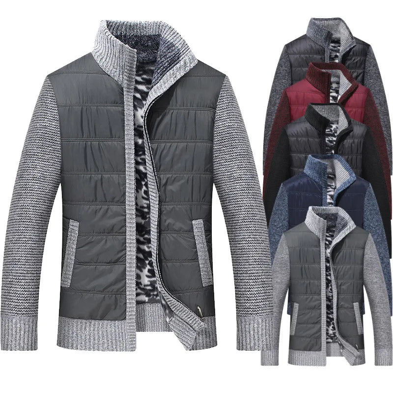 KTX-112147 Men's Customized Sweater Jacket Winter Padded Thickened Jacket Casual Standing Collar Knitted Pullover