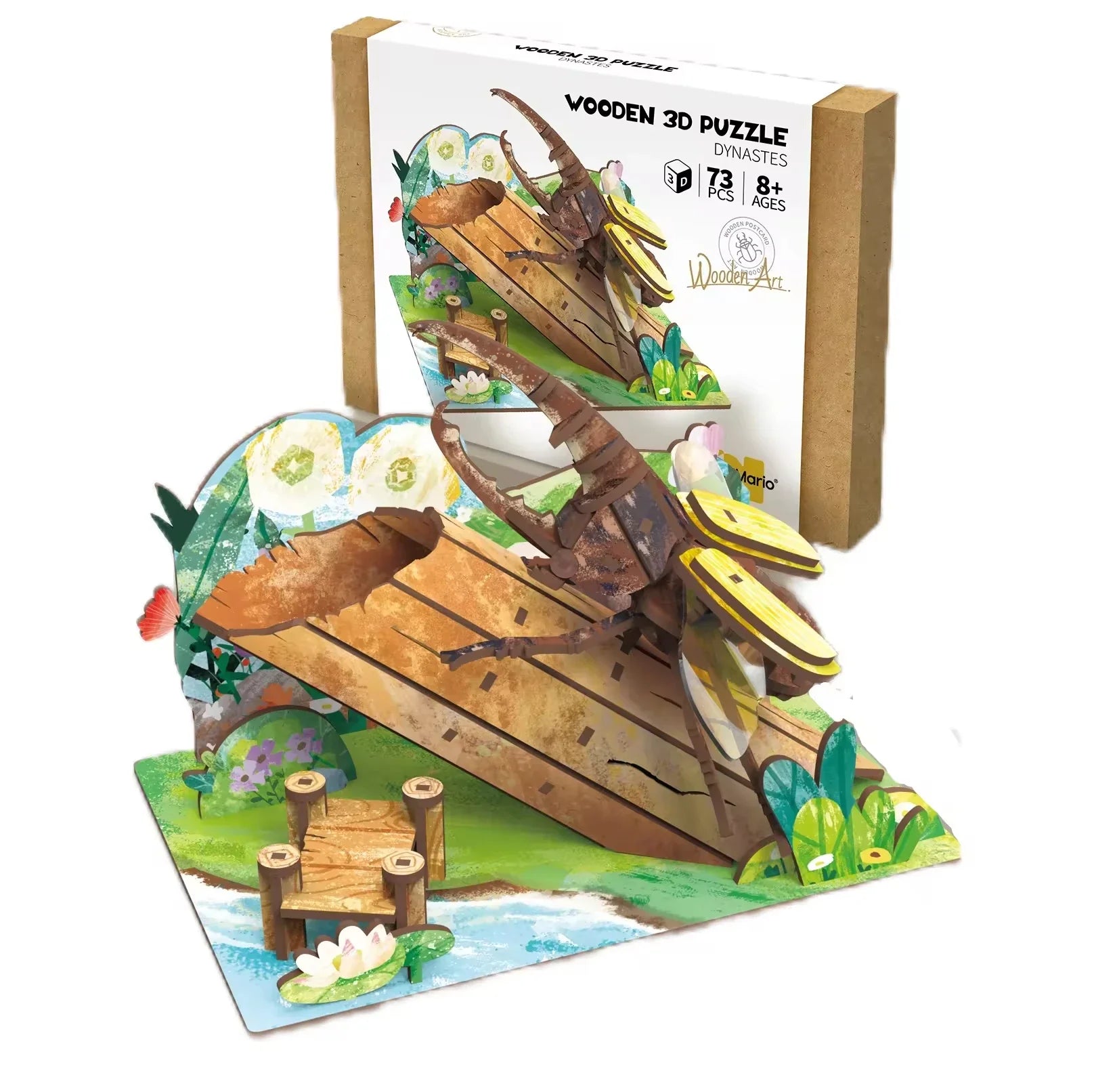KTX-855891 Wooden 3D Insect Puzzle Set - Butterfly and Bee Models for Kids Educational Fun