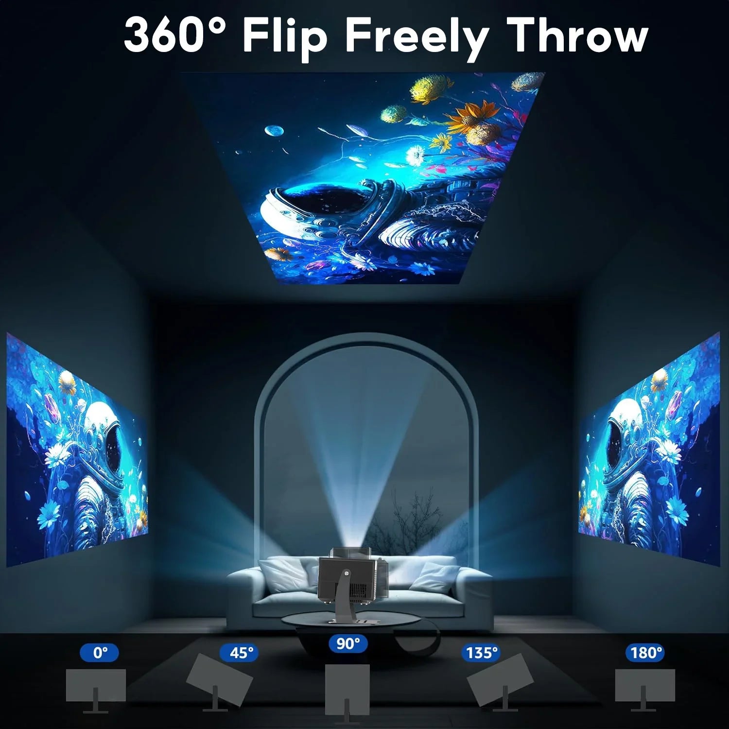KTX-203667 Portable 1080P Full HD Home Theater Projector with Auto Focus and 5G WiFi Connectivity