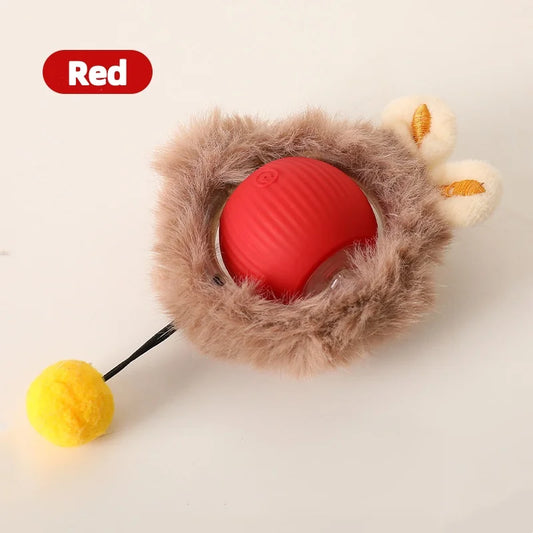 KTX-095315 Interactive Electric Rolling Ball Toy for Cats - Durable Plastic and Silicone Design