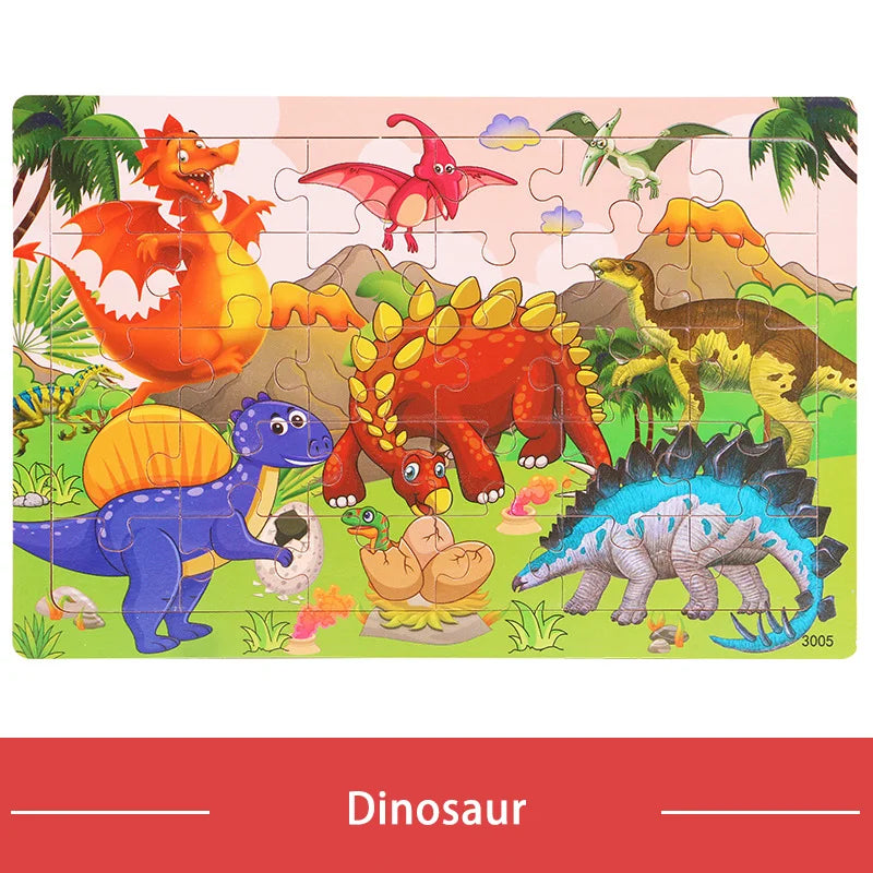 KTX-709779 30-Piece Wooden Jigsaw Puzzle for Toddlers - Educational Montessori Animal Game for Kids