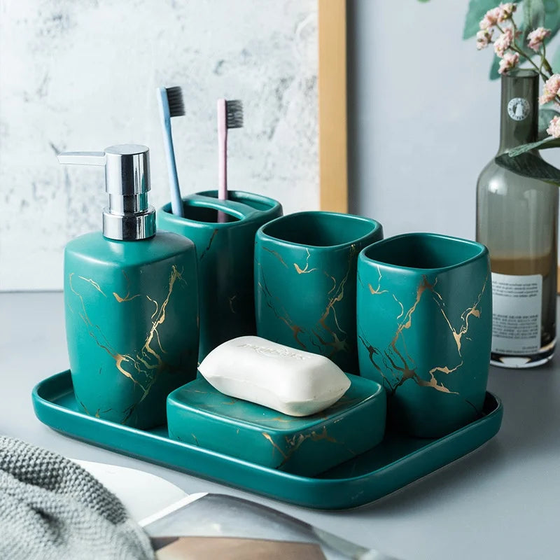 KTX-694099 Custom Marble Bathroom Accessories Set for Home and Hotel Use
