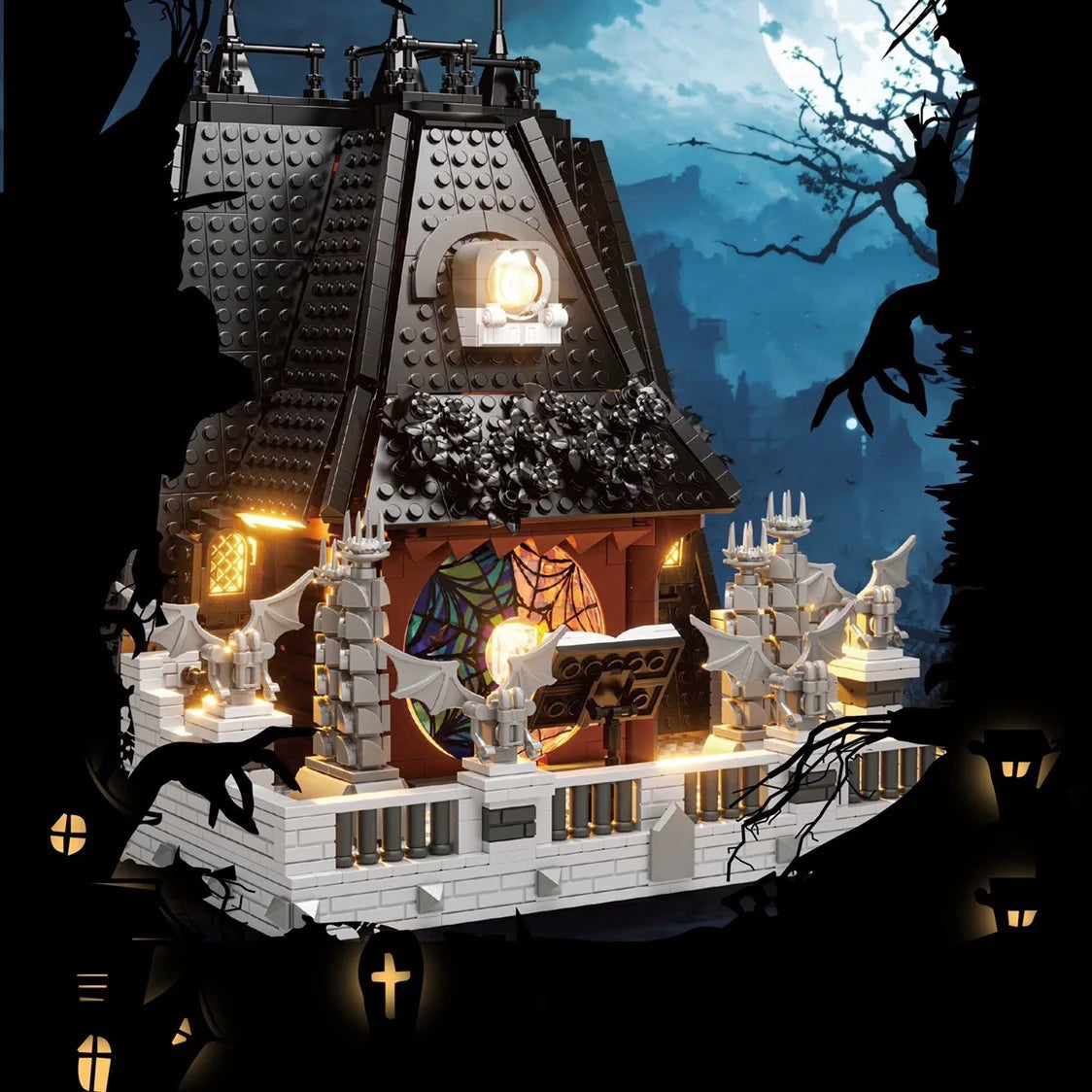 KTX-389843 Black Wednesday House Building Blocks Set for Children - 33214 Moc2419PCS Construction Toy Model