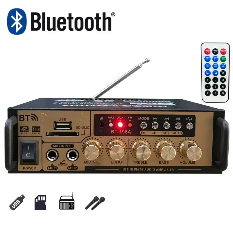 KTX-645459 Mini 12V Audio Power Amplifier with U Disk and Bluetooth Functionality
