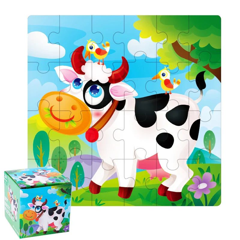 KTX-447635 24-Piece Wooden Jigsaw Puzzle for Early Childhood Education – Classic Montessori Toy for Babies, Kids, Boys and Girls
