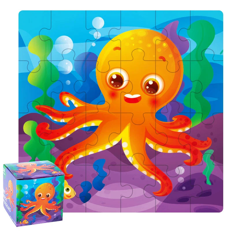 KTX-447635 24-Piece Wooden Jigsaw Puzzle for Early Childhood Education – Classic Montessori Toy for Babies, Kids, Boys and Girls