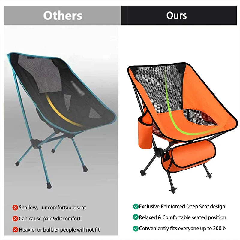 KTX-585043 Portable 7075 Aluminum Folding Moon Chair for Outdoor Activities, Includes Carry Bag