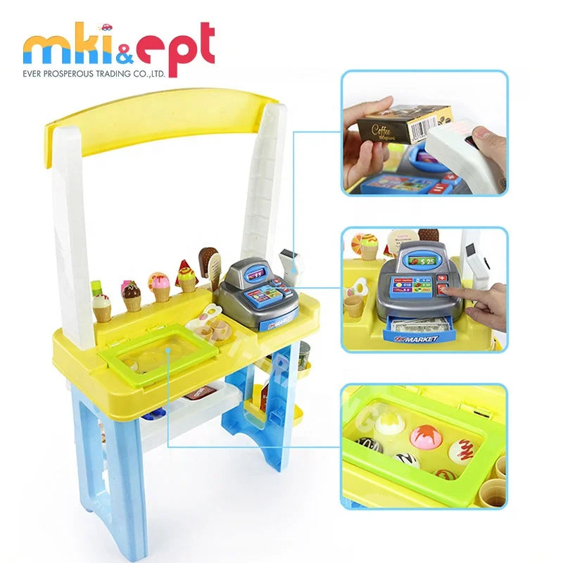 KTX-163155 Mini Supermarket Ice Cream Shop Playset for Kids - Pretend Play Toy for Ages 2 to 7 Years