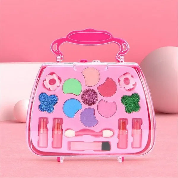 KTX-523603 Kids Pretend Play Makeup Set with Washable Eyeshadow and Lipsticks, Includes Cosmetic Bag, Perfect for Ages 2-13