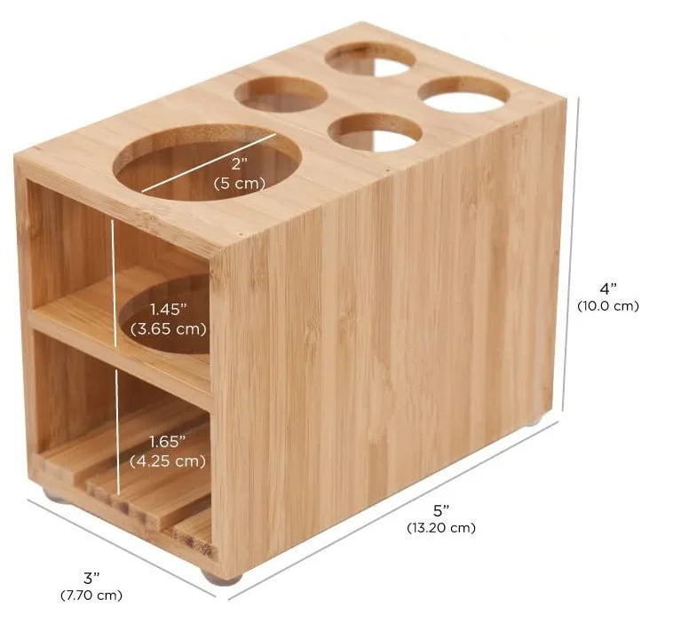 KTX-317843 Bamboo Wall-Mounted Toothbrush and Toothpaste Holder for Eco-Friendly Bathroom Storage