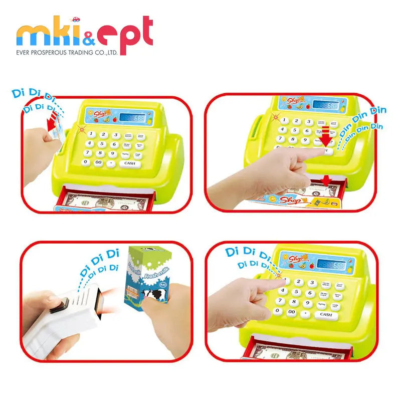 KTX-704403 Educational Battery Operated Cash Register Toy with Microphone for Kids Ages 2-7