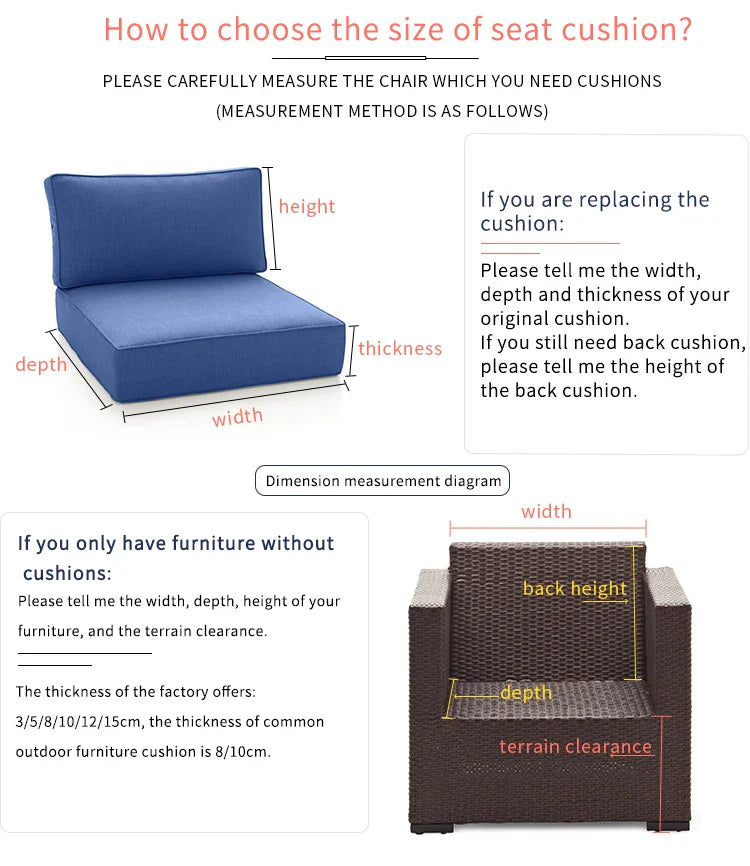KTX-217171 Custom Waterproof Outdoor Sofa Seat Cushion Covers in Various Sizes and Colours