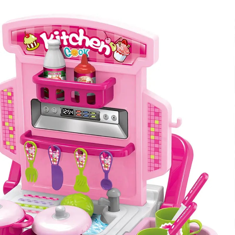 KTX-096467 Kids Pretend Play Cooking Kitchen Set Toy for Ages 2-7, Includes Cooking Accessories, Plastic Materials, Colorful Design