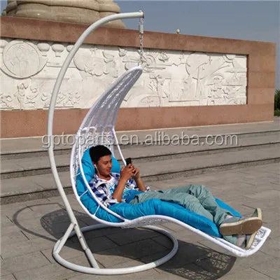 KTX-431251 Outdoor Rattan Hanging Swing Chair with Canopy and Water-Resistant Cushion