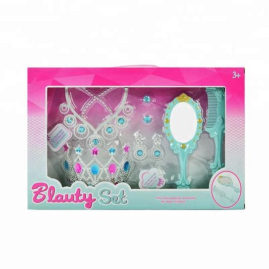 KTX-785747 Customizable Princess Dress-Up Beauty Makeup Set for Kids with Jewelry and Accessories