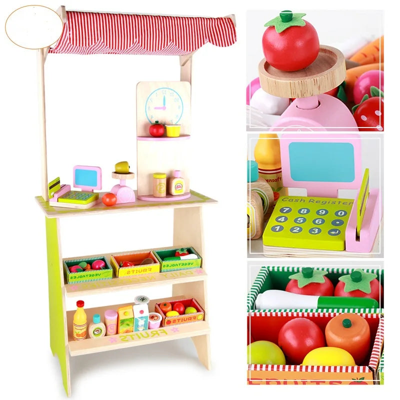 KTX-094099 Wooden Military Mini Market Play Set for Kids - Role Play Toy WST001