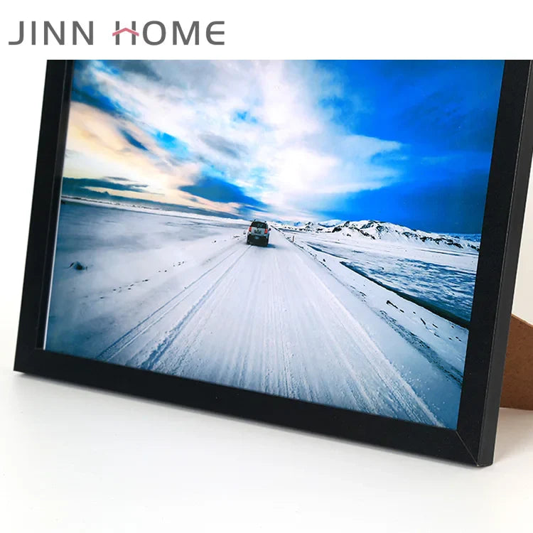 KTX-947795 A4 Size Black MDF Photo Frame for Wall Hanging and Freestanding Display