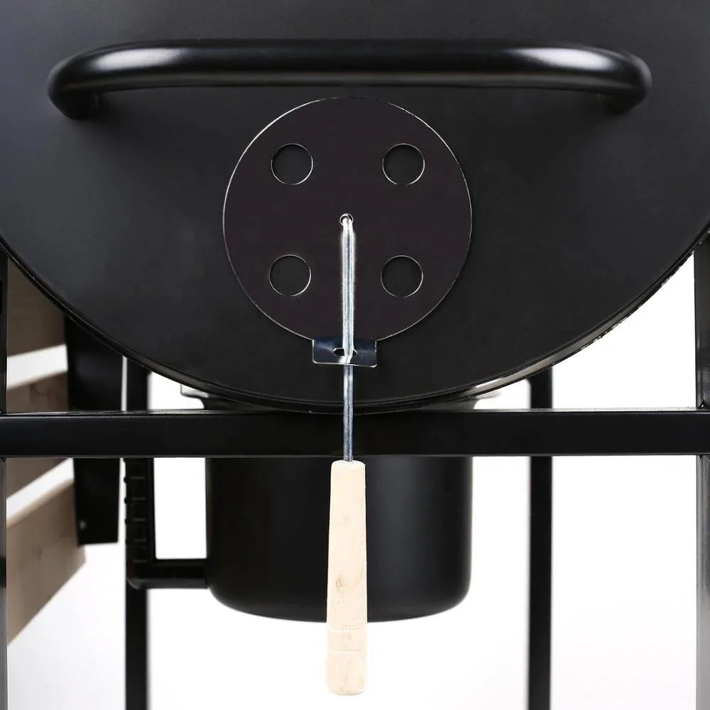 KTX-744915 Trolley Outdoor Charcoal Smoker Barrel BBQ Grill, Steel Construction, 95.5x63x105cm