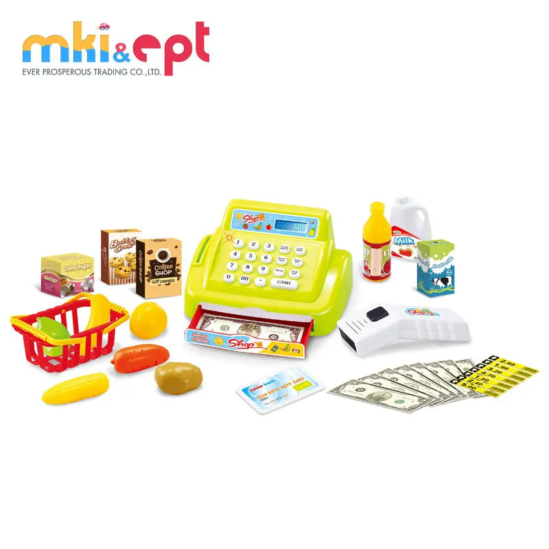 KTX-704403 Educational Battery Operated Cash Register Toy with Microphone for Kids Ages 2-7