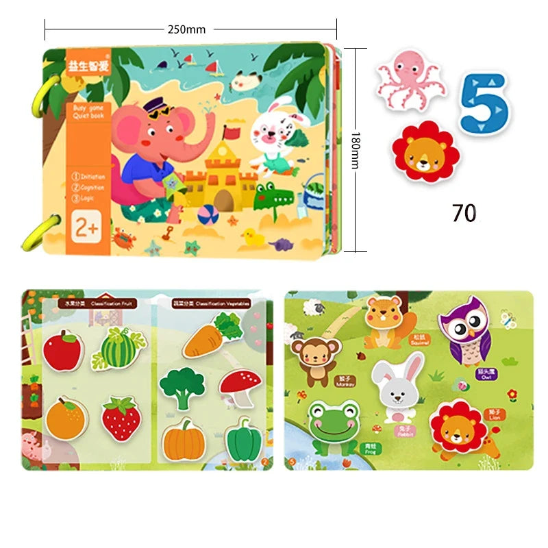 KTX-671251 Montessori Educational Animal Farm Busy Book with Paper Sensory Stickers for Preschool Learning