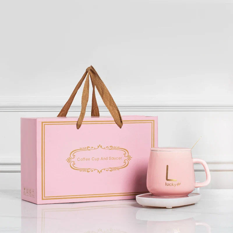 KTX-957395 Ceramic Mug with USB Heating Pad - 400ml Capacity, Keeps Drinks Warm at 55°C