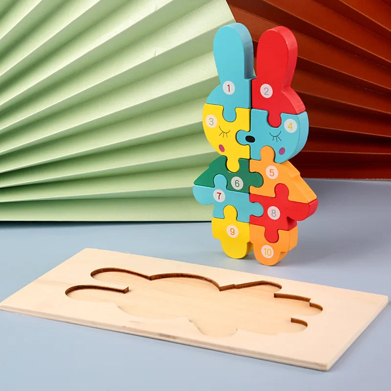 KTX-646547 Wooden 3D Puzzle Game for Children - Montessori Educational Jigsaw Learning Toy