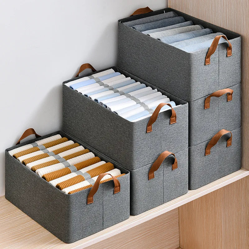 KTX-369043 Foldable Fabric Clothes Storage Box with Steel Frame for Wardrobe Organization
