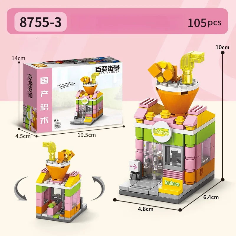 KTX-636179 8-in-1 Mini City Street View 3D Building Block Set for Kids