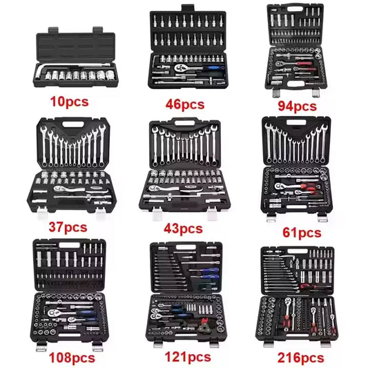 KTX-903827 Multifunctional 216/172-Piece Household Tool Set with Ratchet Wrench and Combination Kit for Car Repair