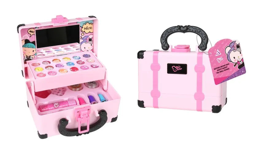 KTX-376723 Portable Makeup Kit for Kids with Real Cosmetics, Storage Case, Nail Art and Lipstick