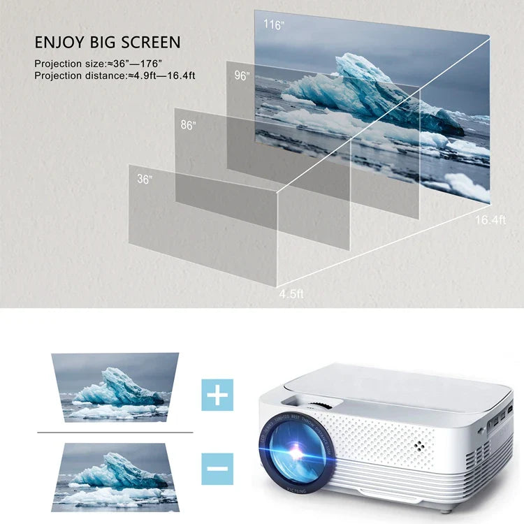 KTX-417235 Mini Portable 720P LED Multimedia Projector for Home Cinema with USB and HDMI Connectivity