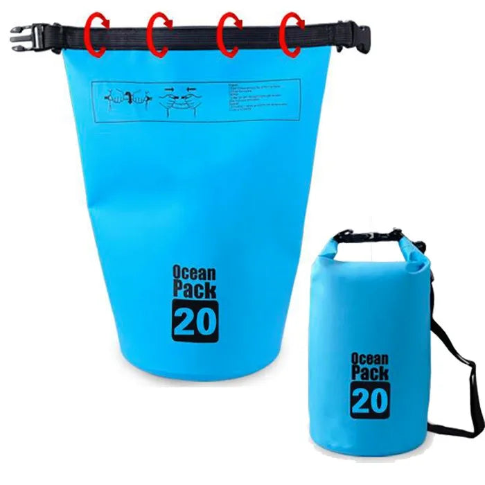 KTX-207635 Lightweight Waterproof PVC Outdoor Dry Bag - 20L Foldable Design for Sports and Hiking