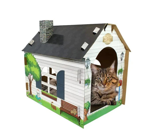 KTX-274963 Sustainable Corrugated Paper Cat Scratcher Tent for Playful Cats