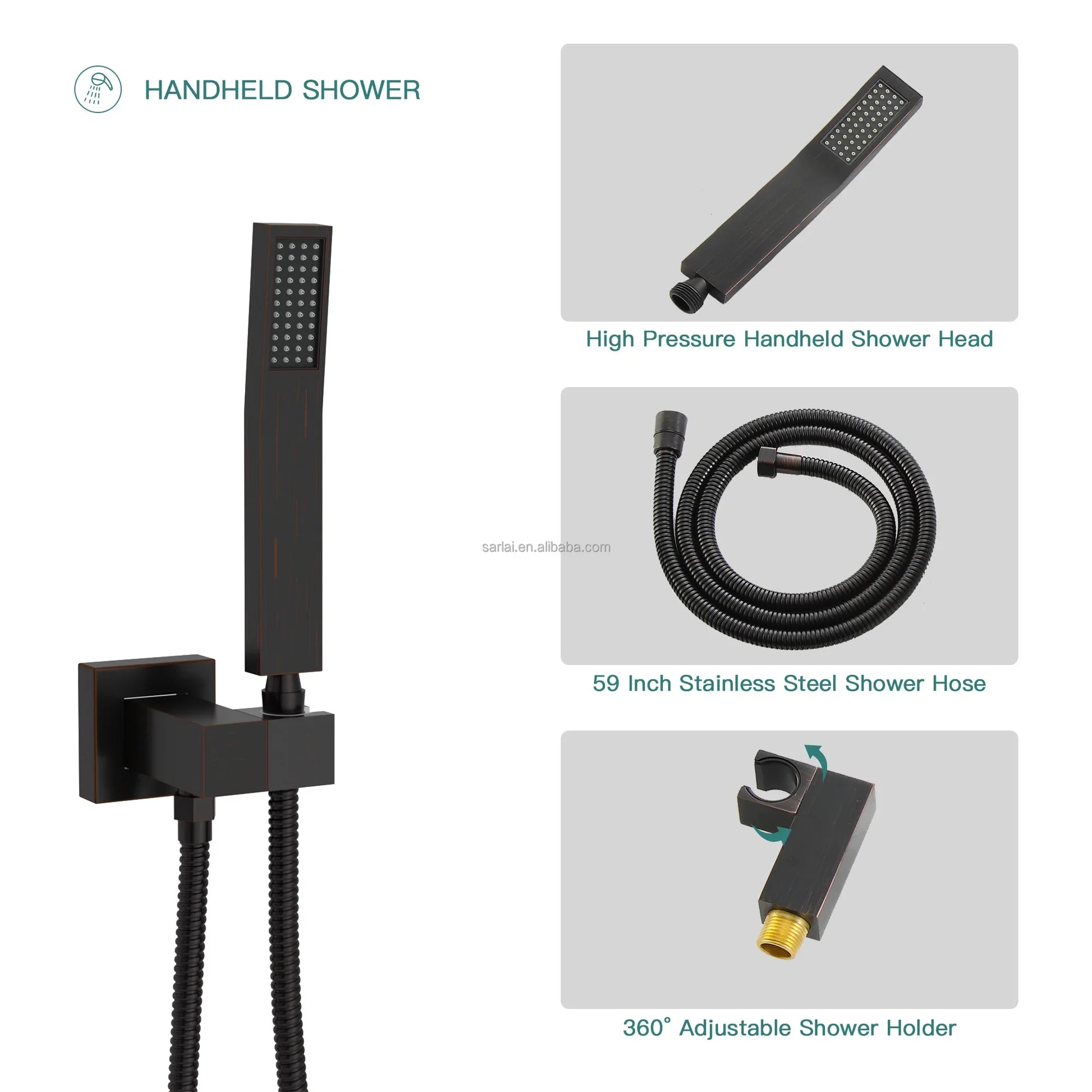 KTX-408851 Concealed Wall-Mounted Shower System with 10/12 Inch Stainless Steel Shower Head and Handshower
