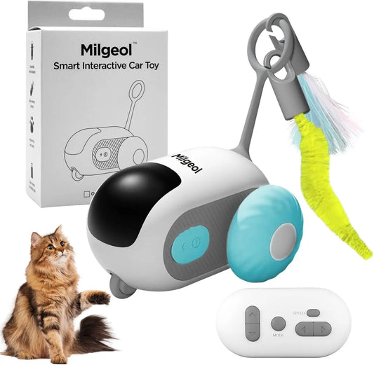 KTX-259155 Interactive Cat Puzzle Toy for Indoor Play with Adjustable Speed Settings - Blue